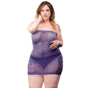 Plus size naughty lingerie dress in purple